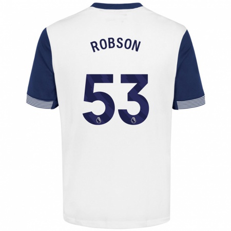 Kandiny Kinderen Max Robson #53 Wit Blauw Thuisshirt Thuistenue 2024/25 T-Shirt