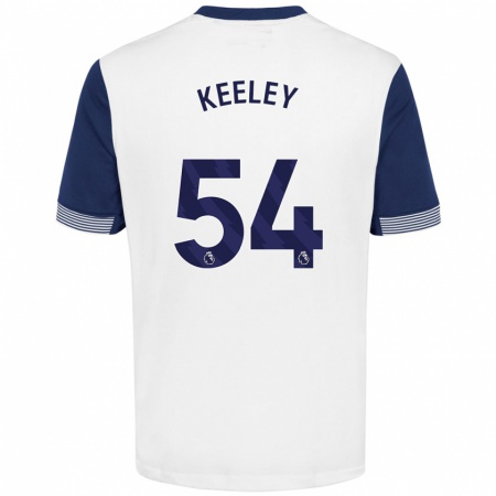 Kandiny Kinderen Josh Keeley #54 Wit Blauw Thuisshirt Thuistenue 2024/25 T-Shirt