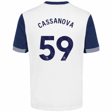 Kandiny Kinderen Dante Cassanova #59 Wit Blauw Thuisshirt Thuistenue 2024/25 T-Shirt