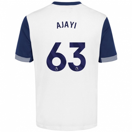 Kandiny Kinderen Damola Ajayi #63 Wit Blauw Thuisshirt Thuistenue 2024/25 T-Shirt