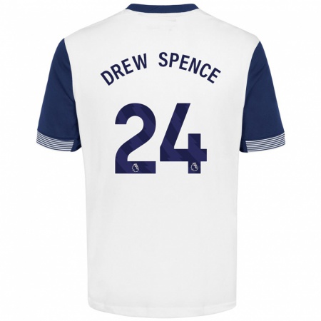 Kandiny Kinderen Drew Spence #24 Wit Blauw Thuisshirt Thuistenue 2024/25 T-Shirt