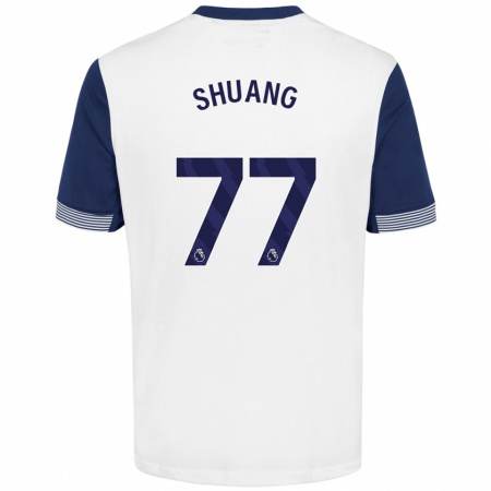 Kandiny Kinderen Wang Shuang #77 Wit Blauw Thuisshirt Thuistenue 2024/25 T-Shirt