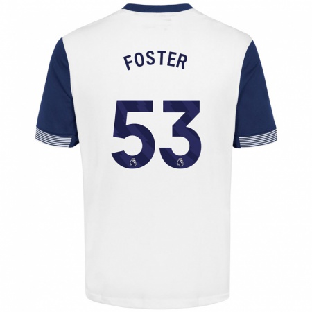 Kandiny Kinderen Brooklyn Lyons-Foster #53 Wit Blauw Thuisshirt Thuistenue 2024/25 T-Shirt