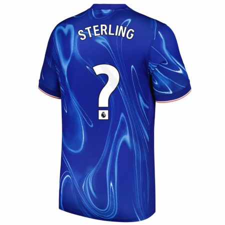 Kandiny Kinderen Raheem Sterling #0 Blauw Wit Thuisshirt Thuistenue 2024/25 T-Shirt