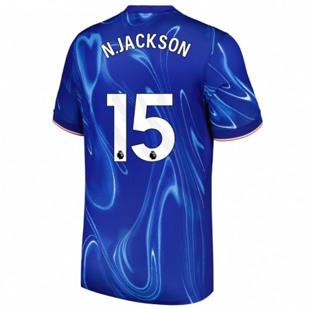 Kandiny Kinderen Nicolas Jackson #15 Blauw Wit Thuisshirt Thuistenue 2024/25 T-Shirt