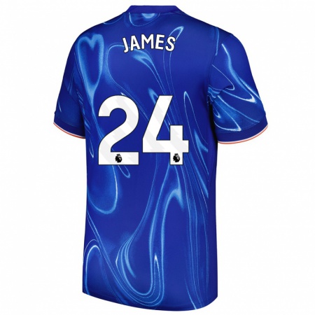 Kandiny Kinderen Reece James #24 Blauw Wit Thuisshirt Thuistenue 2024/25 T-Shirt