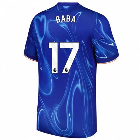 Kandiny Kinderen Abdul-Rahman Baba #17 Blauw Wit Thuisshirt Thuistenue 2024/25 T-Shirt