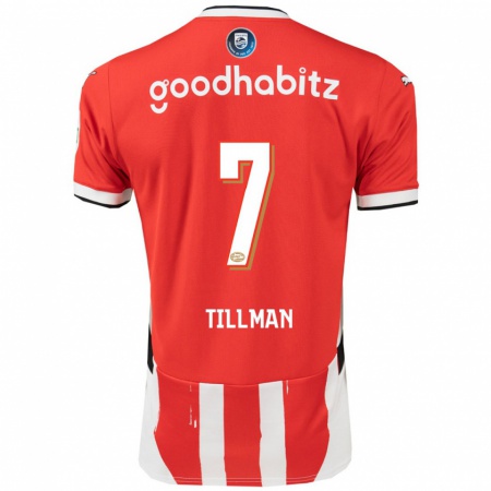 Kandiny Kinderen Malik Tillman #7 Rood Wit Thuisshirt Thuistenue 2024/25 T-Shirt