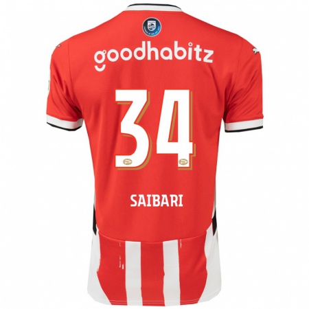 Kandiny Kinderen Ismael Saibari #34 Rood Wit Thuisshirt Thuistenue 2024/25 T-Shirt