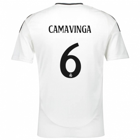 Kandiny Kinderen Eduardo Camavinga #6 Wit Thuisshirt Thuistenue 2024/25 T-Shirt