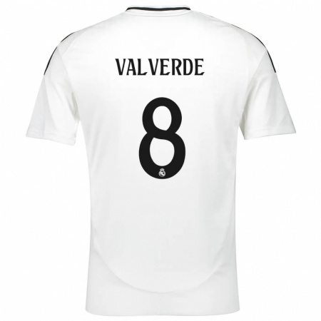 Kandiny Kinderen Federico Valverde #8 Wit Thuisshirt Thuistenue 2024/25 T-Shirt