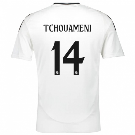 Kandiny Kinderen Aurélien Tchouaméni #14 Wit Thuisshirt Thuistenue 2024/25 T-Shirt