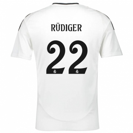 Kandiny Kinderen Antonio Rüdiger #22 Wit Thuisshirt Thuistenue 2024/25 T-Shirt