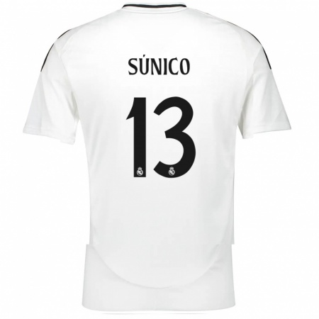 Kandiny Kinderen Guille Súnico #13 Wit Thuisshirt Thuistenue 2024/25 T-Shirt