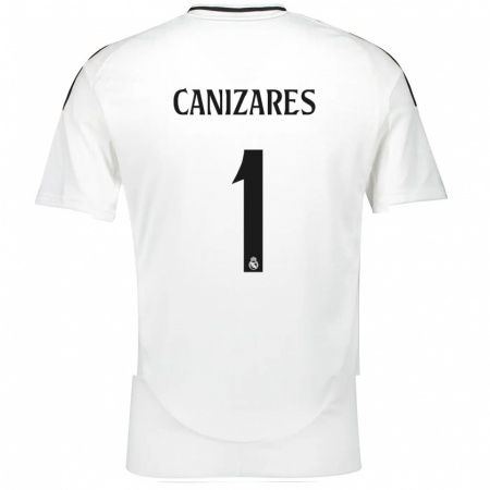 Kandiny Kinderen Lucas Cañizares #1 Wit Thuisshirt Thuistenue 2024/25 T-Shirt