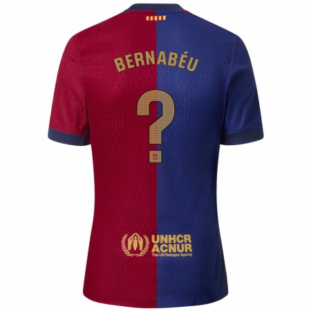 Kandiny Kinderen Pol Bernabéu #0 Blauw Rood Thuisshirt Thuistenue 2024/25 T-Shirt