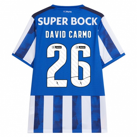 Kandiny Bambino Maglia David Carmo #26 Blu Bianco Kit Gara Home 2024/25 Maglietta