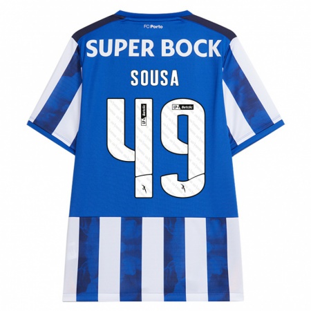 Kandiny Bambino Maglia Gonçalo Sousa #49 Blu Bianco Kit Gara Home 2024/25 Maglietta