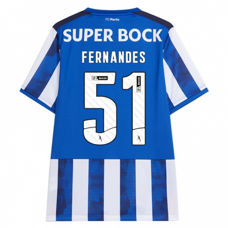 Kandiny Kinderen Diogo Fernandes #51 Blauw Wit Thuisshirt Thuistenue 2024/25 T-Shirt