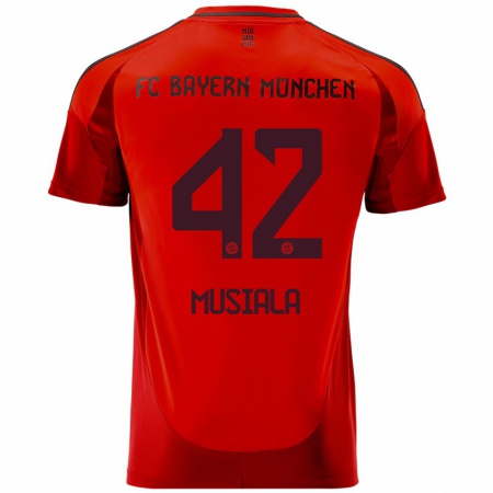 Kandiny Kinderen Jamal Musiala #42 Rood Thuisshirt Thuistenue 2024/25 T-Shirt