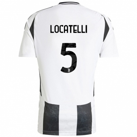 Kandiny Kinderen Manuel Locatelli #5 Wit Zwart Thuisshirt Thuistenue 2024/25 T-Shirt