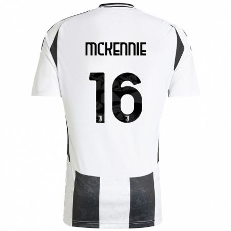 Kandiny Kinderen Weston Mckennie #16 Wit Zwart Thuisshirt Thuistenue 2024/25 T-Shirt