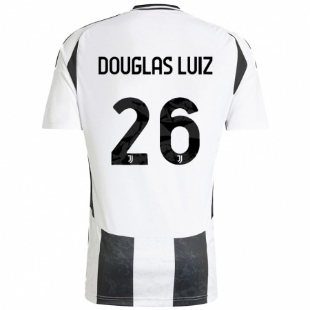 Kandiny Kinderen Douglas Luiz #26 Wit Zwart Thuisshirt Thuistenue 2024/25 T-Shirt