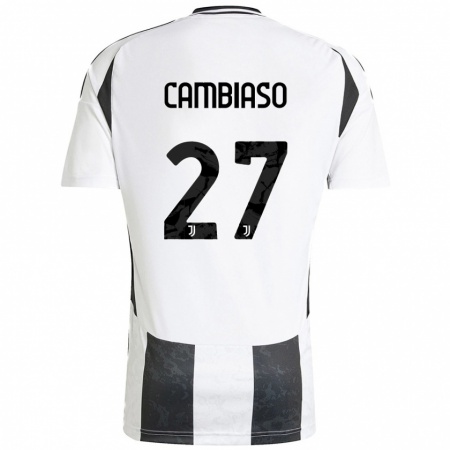 Kandiny Kinderen Andrea Cambiaso #27 Wit Zwart Thuisshirt Thuistenue 2024/25 T-Shirt