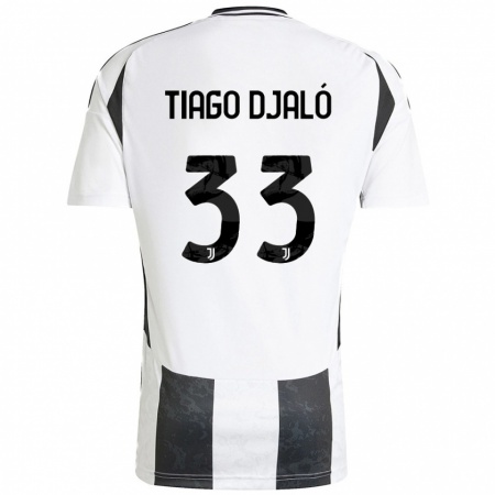 Kandiny Kinderen Tiago Djaló #33 Wit Zwart Thuisshirt Thuistenue 2024/25 T-Shirt