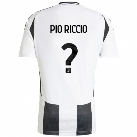 Kandiny Kinderen Alessandro Pio Riccio #0 Wit Zwart Thuisshirt Thuistenue 2024/25 T-Shirt