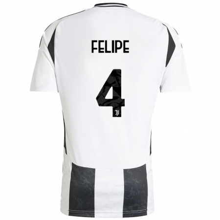 Kandiny Bambino Maglia Pedro Felipe #4 Bianco Nero Kit Gara Home 2024/25 Maglietta