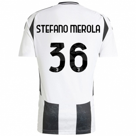 Kandiny Kinderen Antonio Stefano Merola #36 Wit Zwart Thuisshirt Thuistenue 2024/25 T-Shirt