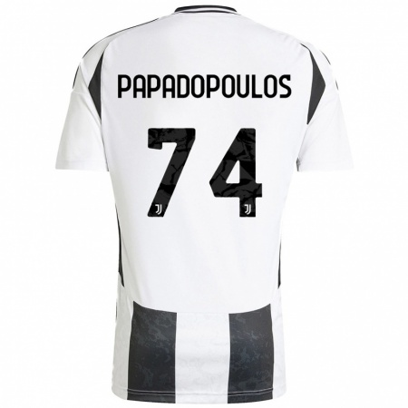 Kandiny Kinderen Christos Papadopoulos #74 Wit Zwart Thuisshirt Thuistenue 2024/25 T-Shirt