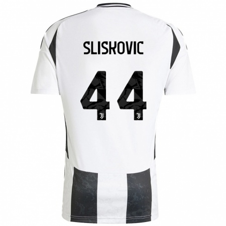 Kandiny Kinderen Gloria Slišković #44 Wit Zwart Thuisshirt Thuistenue 2024/25 T-Shirt