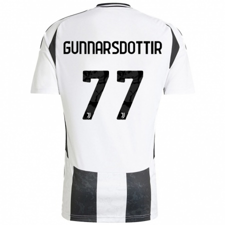 Kandiny Kinderen Sara Björk Gunnarsdóttir #77 Wit Zwart Thuisshirt Thuistenue 2024/25 T-Shirt