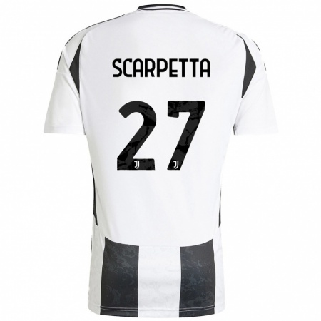 Kandiny Kinderen Jacopo Scarpetta #27 Wit Zwart Thuisshirt Thuistenue 2024/25 T-Shirt