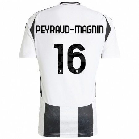 Kandiny Kinderen Pauline Peyraud-Magnin #16 Wit Zwart Thuisshirt Thuistenue 2024/25 T-Shirt