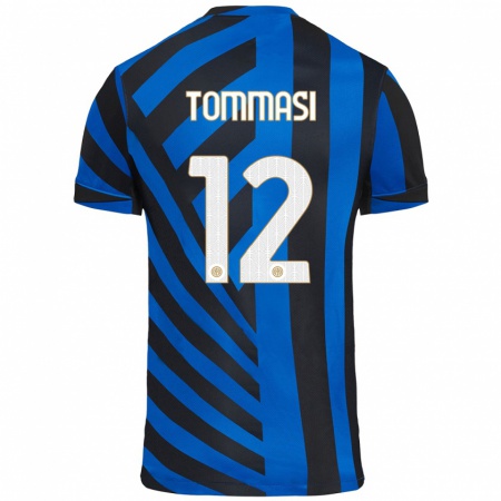 Kandiny Kinderen Francesco Tommasi #12 Blauw Zwart Thuisshirt Thuistenue 2024/25 T-Shirt