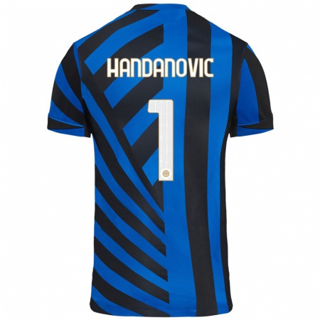 Kandiny Kinderen Samir Handanovic #1 Blauw Zwart Thuisshirt Thuistenue 2024/25 T-Shirt