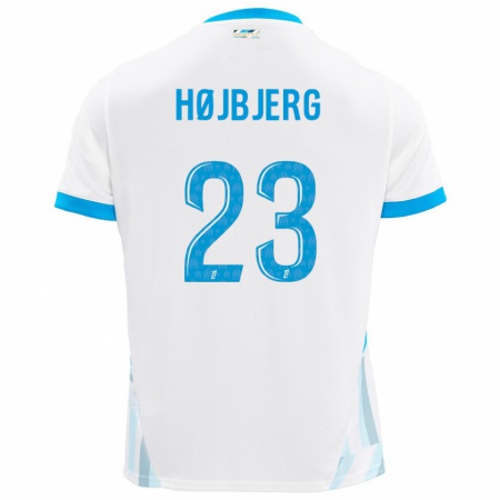 Kandiny Kinderen Pierre-Emile Højbjerg #23 Wit Hemelsblauw Thuisshirt Thuistenue 2024/25 T-Shirt