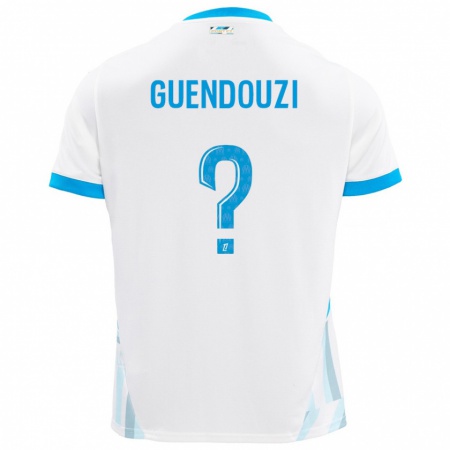 Kandiny Kinderen Milan Guendouzi #0 Wit Hemelsblauw Thuisshirt Thuistenue 2024/25 T-Shirt