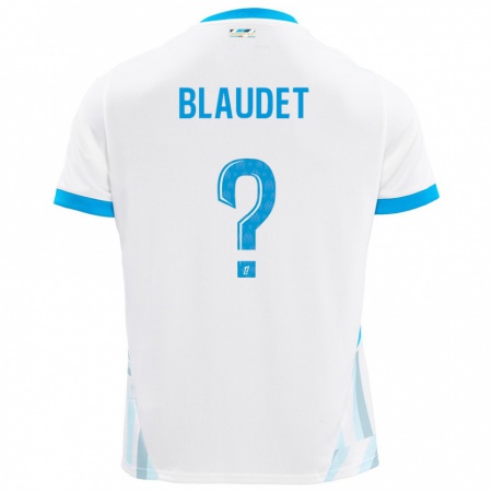 Kandiny Kinderen David Blaudet #0 Wit Hemelsblauw Thuisshirt Thuistenue 2024/25 T-Shirt