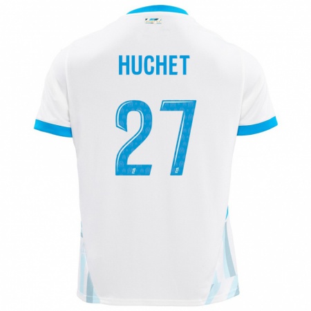 Kandiny Kinderen Sarah Huchet #27 Wit Hemelsblauw Thuisshirt Thuistenue 2024/25 T-Shirt