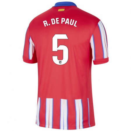 Kandiny Kinderen Rodrigo De Paul #5 Rood Wit Blauw Thuisshirt Thuistenue 2024/25 T-Shirt