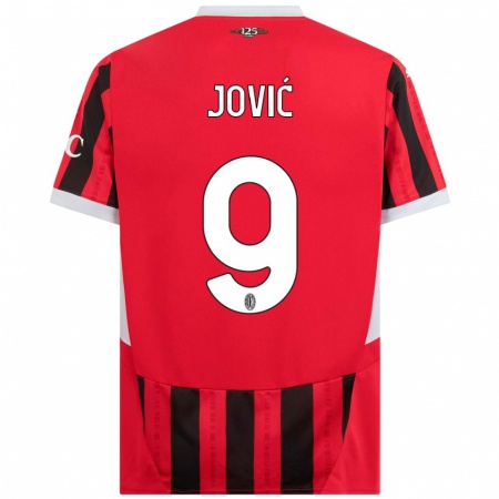 Kandiny Kinderen Luka Jović #9 Rood Zwart Thuisshirt Thuistenue 2024/25 T-Shirt