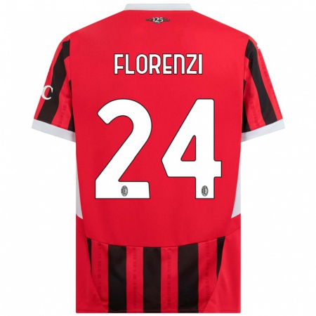 Kandiny Kinder Alessandro Florenzi #24 Rot Schwarz Heimtrikot Trikot 2024/25 T-Shirt Österreich