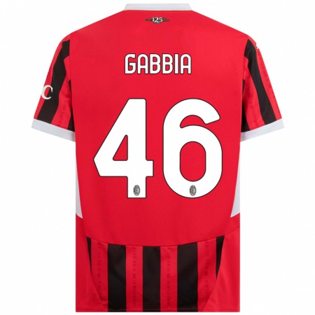 Kandiny Kinderen Matteo Gabbia #46 Rood Zwart Thuisshirt Thuistenue 2024/25 T-Shirt