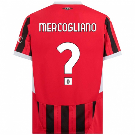 Kandiny Bambino Maglia Mattia Mercogliano #0 Rosso Nero Kit Gara Home 2024/25 Maglietta