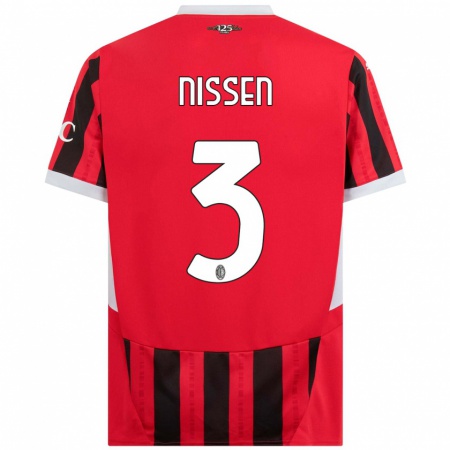 Kandiny Kinderen Fredrik Nissen #3 Rood Zwart Thuisshirt Thuistenue 2024/25 T-Shirt