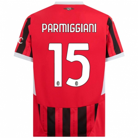 Kandiny Kinderen Pietro Parmiggiani #15 Rood Zwart Thuisshirt Thuistenue 2024/25 T-Shirt